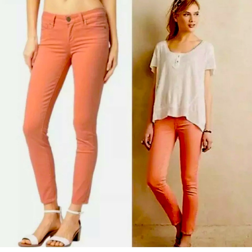 Paige Verdugo ankle, size 32. Frayed hem. Coral.